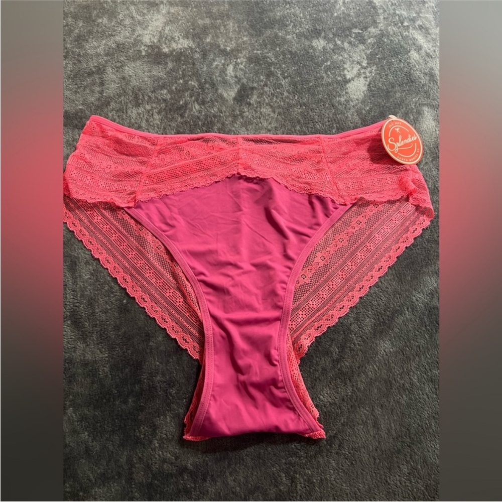 NWT Splendies Vibrant Pink Lace Panties 2X